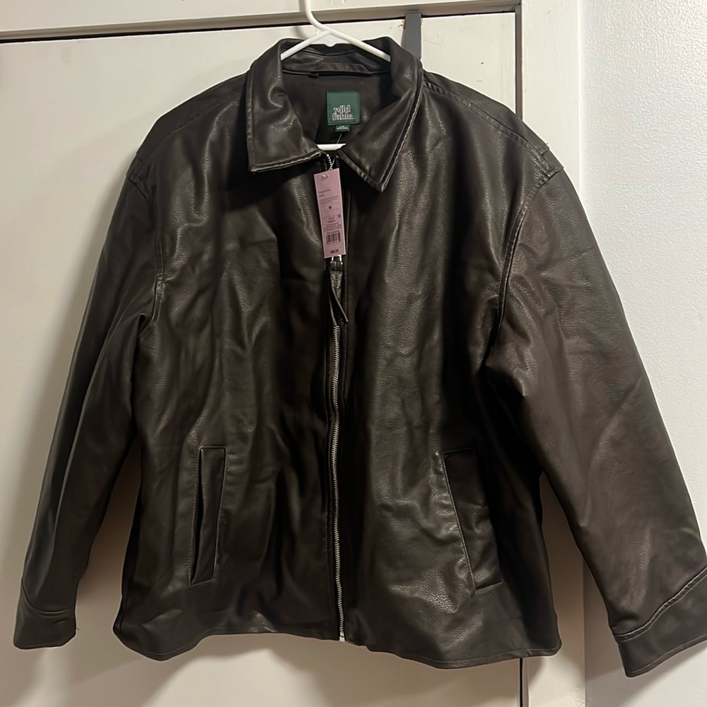 Oversized leather coat
